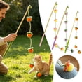 thumbnail image 1 of Natural Wood Cat Wand Toy with Fruit Plush Charms and Bell, Interactive Teaser Stick for Indoor Cats, Lightweight Durable Fishing Pole Toy for Kittens(Pink), 1 of 4
