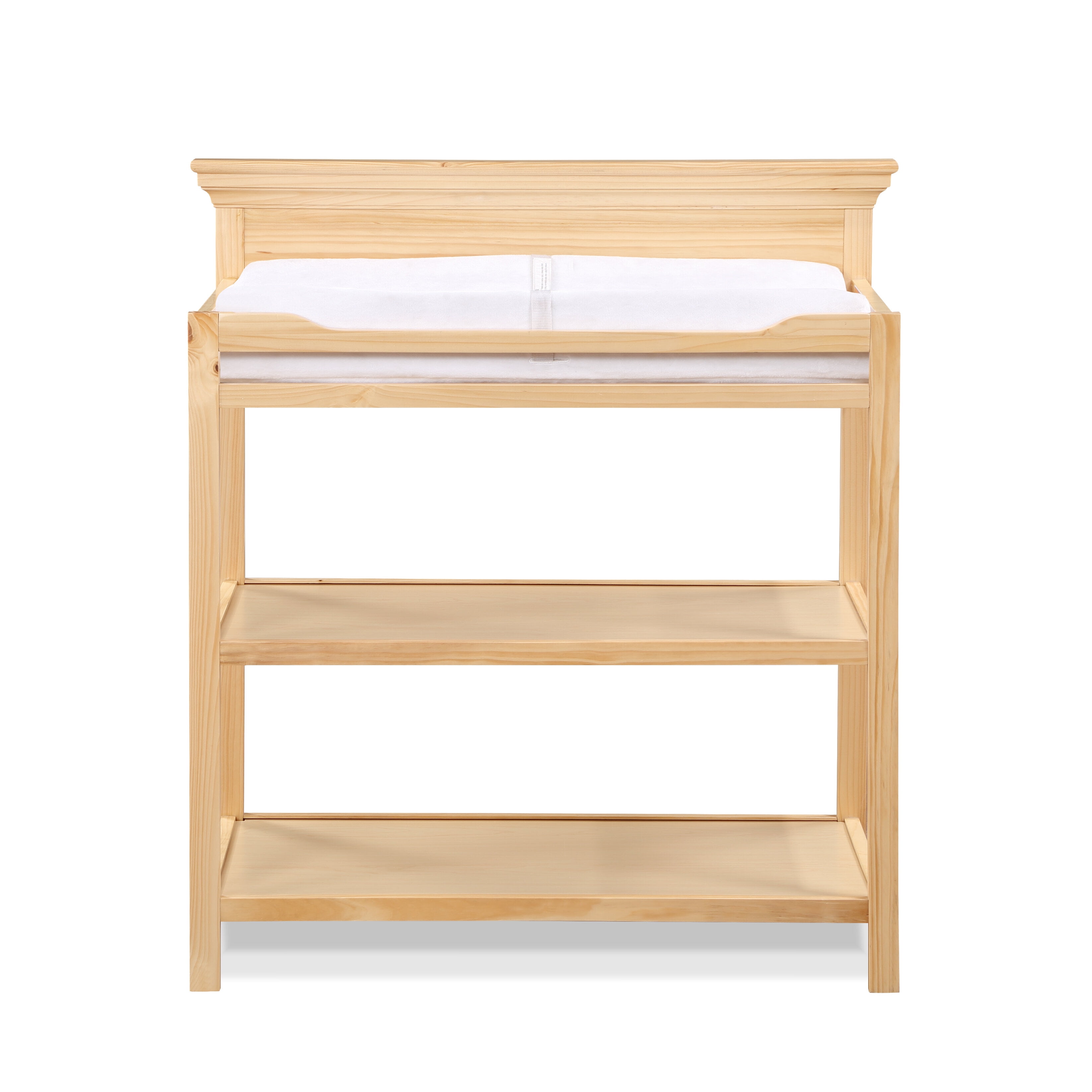Natural Wood Changing Table - 40" Baby Dresser with 2 Shelves & Safety Rails, Convertible Nursery Storage
