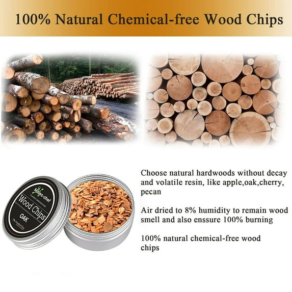 Natural Wood Chips for Grilling, 8 Flavors Smoking Chips for BBQ Meat, Pork, Chicken or Whiskey, Handmade Hardwood Shavings for Smoker Box or Grill, 6x6x2.2cm Cocktail Infusion Kit