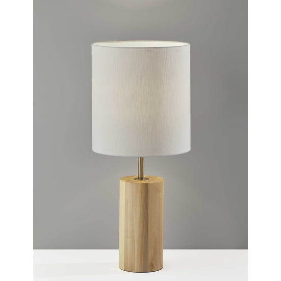 Natural Wood Circular Block Table Lamp