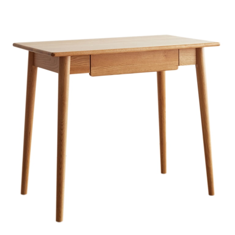 Natural Wood Computer Desk, Study Desk Oak Natural Wood PC Desk