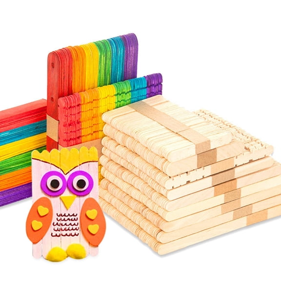 Natural Wood Craft Sticks Colored Sticks DIY Ice Cream Sticks for Handmade Crafts Baking Classroom Projects