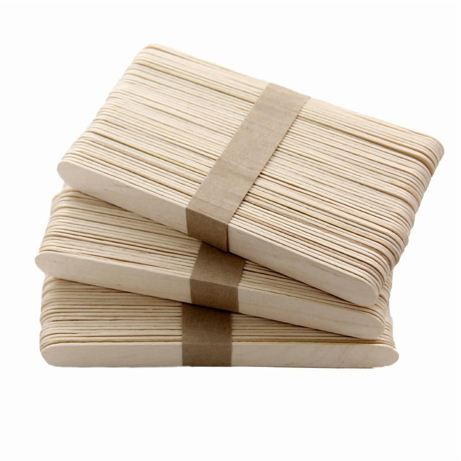 Natural Wood Craft Sticks Ice Lolly Sticks for Crafts Icecream Sticks Wooden Dowel Wax Sticks Tongue Depressors Flat Rectangle Tan 15x1.8x0.16cm