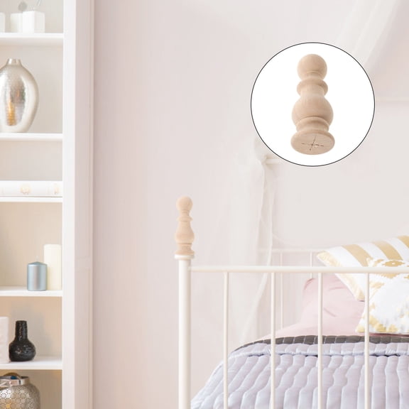 Natural Wood Decorative Finials for Bed Posts Curtain Rods and Staircase Support