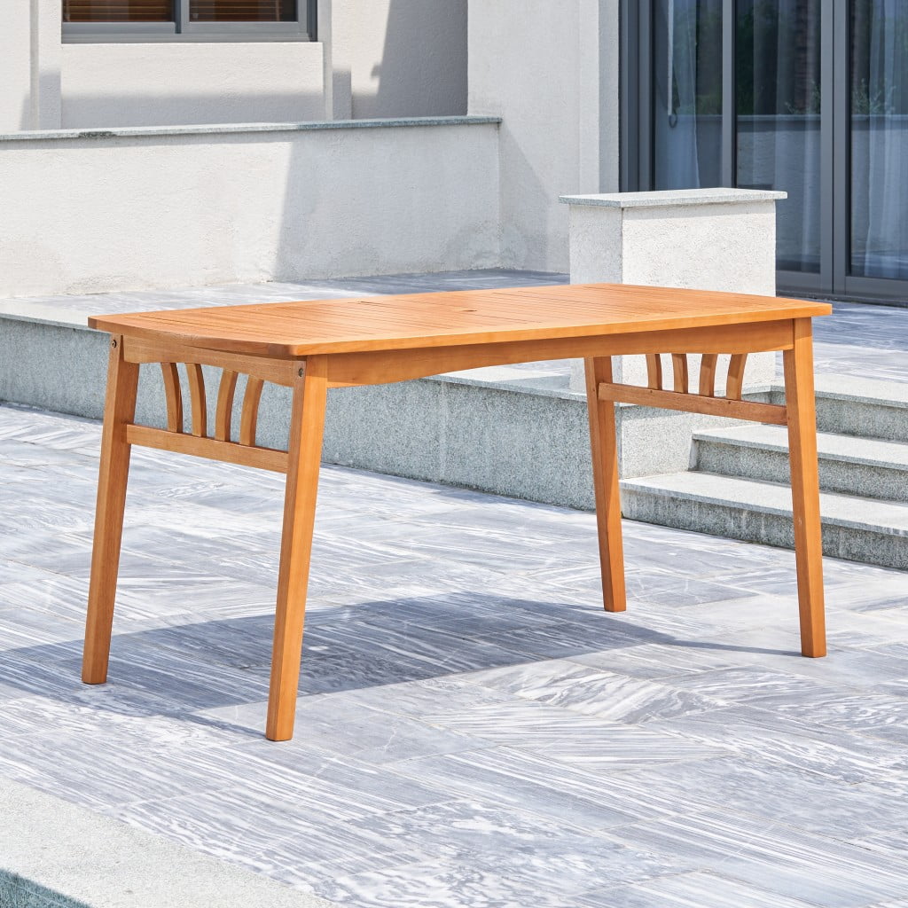 Eucalyptus Geo Outdoor Dining Table with Umbrella Hole
