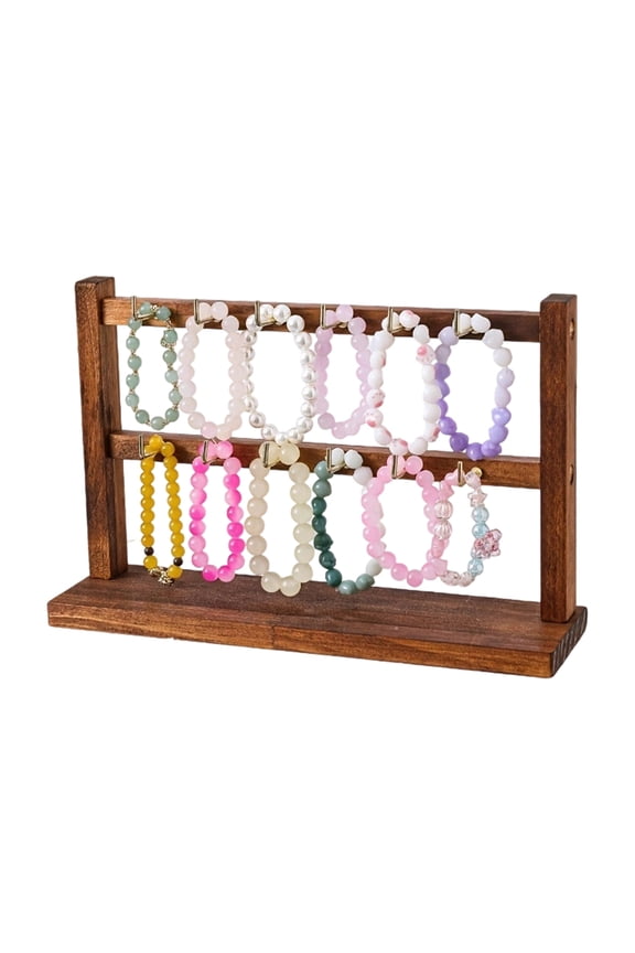 Natural Wood Display Stand For Organizing Keychains Earrings And Necklaces
