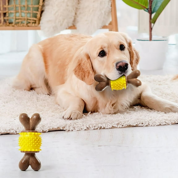 Natural Wood Dog Chew Toy for Aggressive Chewers Splinter Free Dental Teeth Cleaning Bone for Medium Large Breeds 7+ Months