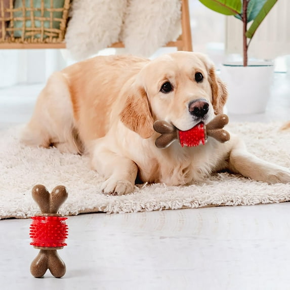 Natural Wood Dog Chew Toy for Aggressive Chewers Splinter Free Dental Teeth Cleaning Bone for Medium Large Breeds 7+ Months