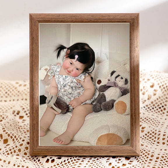 Natural Wood Easel Back Wooden Photo Frame for Wall Hanging or Desktop Display 4x6 Inch Rustic Farmhouse Style for Office Home Decoration Gift with Glass Front and Velvet Backing