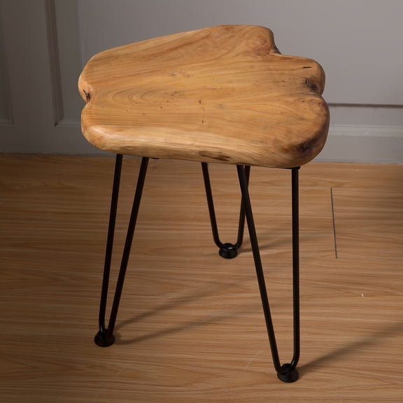 Natural Wood End Table, Live Edge Side Table with Hairpin Leg, 18.1" Tall Nightstand, Plantstand for Living Room, Bedroom, Unique Desktop