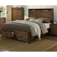 thumbnail image 1 of Natural Wood Finish Eastern King Size Bed Contemporary Oak Veneer Storage Drawers FB Shelf HB Bedframe Bedroom Furniture, 1 of 5