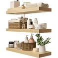 thumbnail image 1 of Natural Wood Floating Shelves Set of 3, Wide and Thick Rustic Wooded Wall Shelf 24 inch, Floating Shelf Wall Mounted for Living Room Bedroom Bathroom Kitchen - DIY Unfinished - 24D x 6.7W inch, 1 of 8