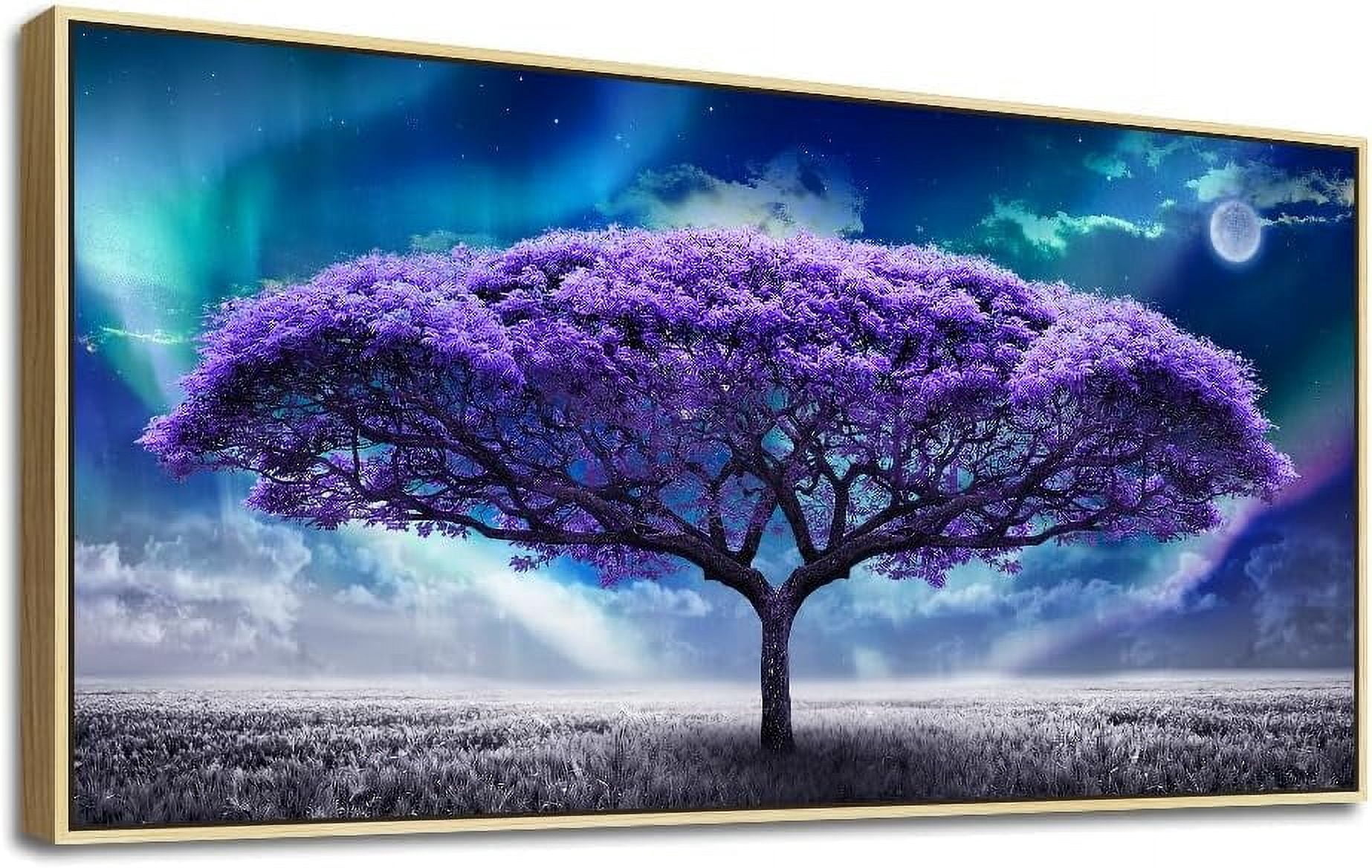 Natural Wood Framed Canvas Wall Art For Living Room Large Size Wall ...