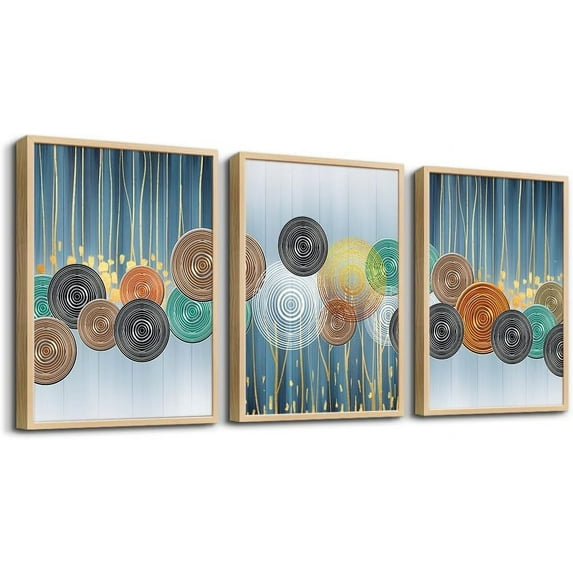 Natural Wood Framed Wall Art For Living Room Boho Wall Decor For Bedroom Fashion Wall Decorations For Office Wall Paintings Minimalist Abstract Wall Pictures Artwork Home Decor of 3 Piece Art Prints