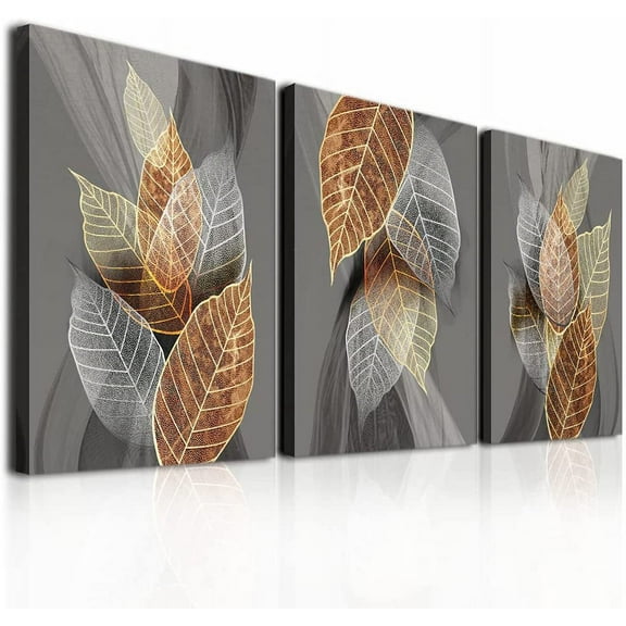 Natural Wood Framed Wall Art For Living Room Large Size Wall Decorations For Bedroom Office Wall Decor Abstract Leaves Painting Framed Wall Pictures Artwork Kitchen Home Decor of 3 Piece Art Prints