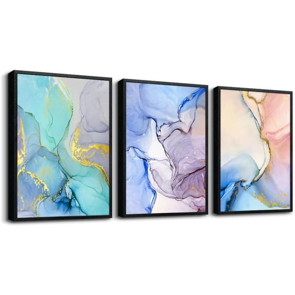 Natural Wood Framed Wall Art Painting For Dining Room Family Wall Decor For Bedroom Kitchen Wall Decoration Living Room Decor Green Leaf Pictures Artwork For Home Walls 3 Piece Framed Art Prints