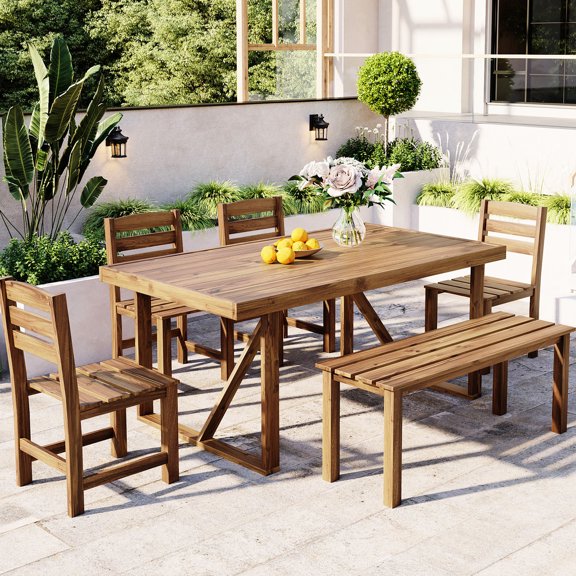 Natural Wood Grain - Durable and Sturdy - Garden Party - Quick Setup for Outdoor Fun