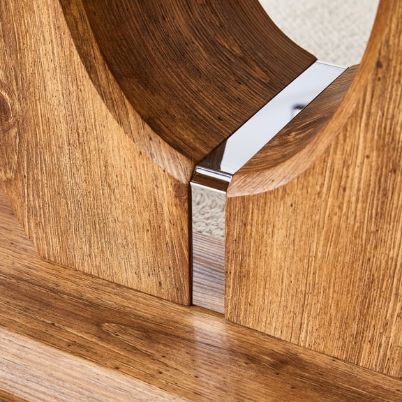 Natural Wood Grain MDF Hollow U-Shaped Coffee Table Base, Freestanding Table Leg Support with Full Assembly Hardware, Anti-Scratch Floor Pads for Rectangular Coffee Table, Living Room Home Furniture