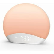 Natural Wood Grain Sound Machine Sunrise Alarm Clock，Nature Inspired Sleeping Sounds, Dimmable Clock, Night Light, Noise Sound Machine for Adults