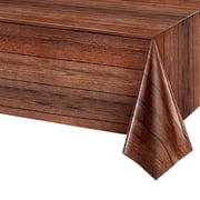 Natural Wood Grain Tablecloths Rustic Plastic Table Covers for Rectangle Table, Vintage Farmhouse Style Table Cloth Decorations for Western Barn Themed Birthday Wedding Party, 54 X 108 Inch (1 Pack)