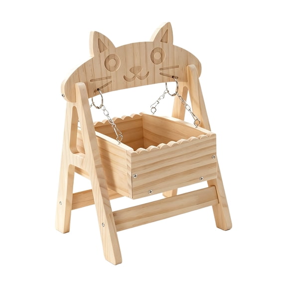 Natural Wood Hamster House 13 Inch Chew-Proof Small Animal Hideout Cage Decor Indoor Habitat Rest Shelter for Gerbils Mice Bunny Ferrets