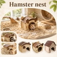 thumbnail image 1 of Natural Wood Hamster House Maze Multi-Chamber Hideout and Removable Platform, Wooden Small Animal Habitat Hideaway for Hamsters and Gerbils(4.7Inch,A), 1 of 6