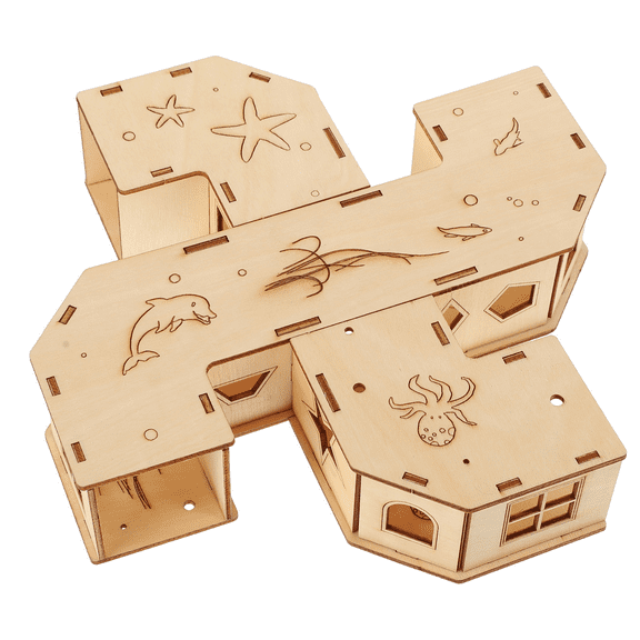 Natural Wood Hamster Tunnel Toy Small Animal Playhouse Pet Habitat House Labyrinth Maze Squirrel Cages Mouse Villa Hamsters Nest
