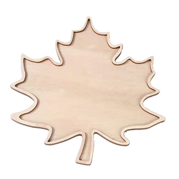 Natural Wood Holiday Serving Platter Maples Leaf Design with Grooves for Snacks Dessert Christmas Party Tableware