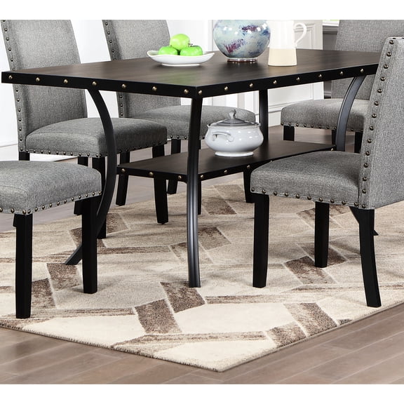 Natural Wood Kitchen Table With Storage And Nailhead Trim For Dining Contemporary Rectangular & Bottom