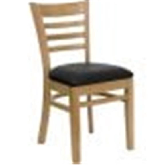 Natural Wood Ladder Back Dining Chair - Natural/Black - 1 Chair - Heavy Duty Design
