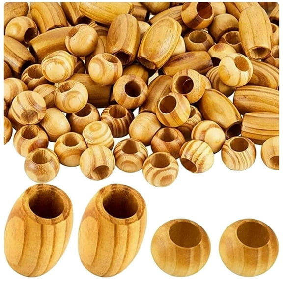 Natural Wood Large Hole Beads for European Crafts and DIY Jewelry Accessories