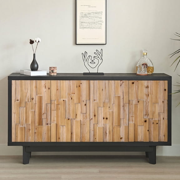 Natural Wood Look - Four - Door Spacious Storage - Dining Room and Hallway / Enhances Home Decor with Utility