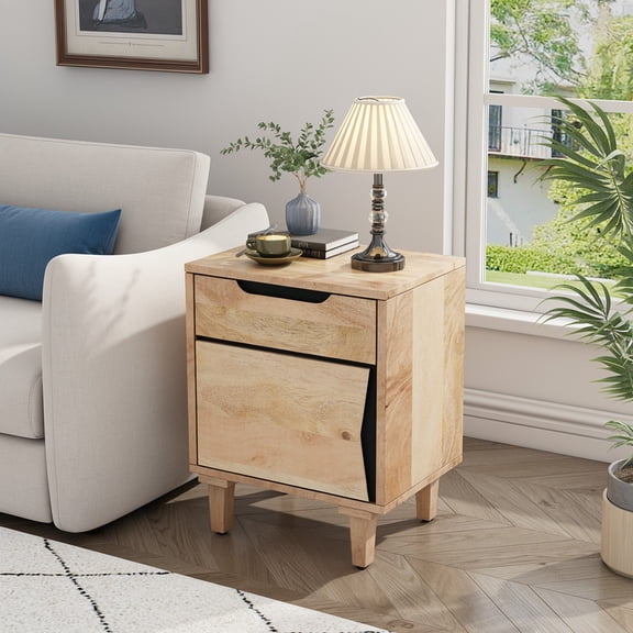 Natural Wood Nightstand