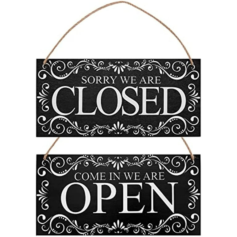 Natural Wood Open and Closed Store Business Sign 