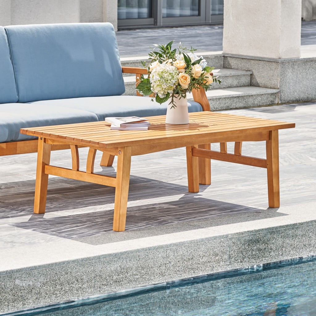 Eucalyptus Honey-Toned Long Outdoor Coffee Table