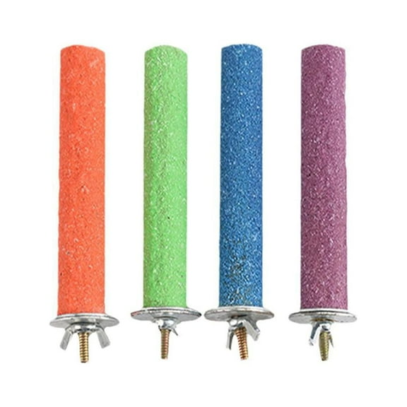 Natural Wood Parrot Perch with Quartz Sand Coating, Paw Grinding Stand for Budgies and Cockatiels, Random Color