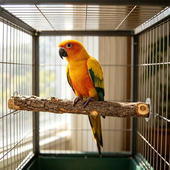 Natural Wood Parrot Rest Stand for Bird Cage, Fruit Tree Branch Grinding Stick Chewable for Beak and Claw, Screw Fixed for Small Birds Playground Exercise