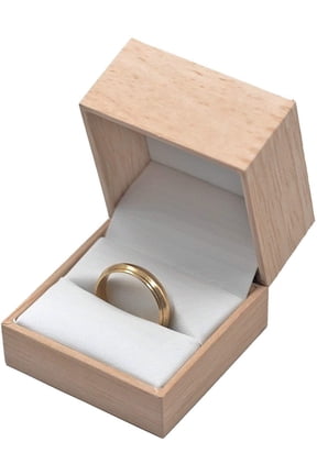 Natural Wood Pattern Ring Jewelry Box w/Burlap Inset Top 2"x2"x1.6" for Packaging, Gift Boxes, Showcase and Tradeshow Display