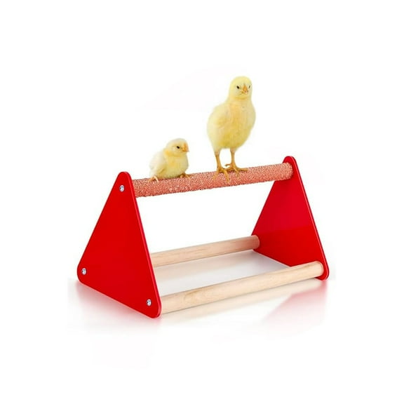 Natural Wood Perch Stand for Small Birds and Chicks Solid Wooden Roosting Stick Promotes Foot Health Exercise Stable Base Cage Accessory for Parakeets Canaries and Baby Poultry