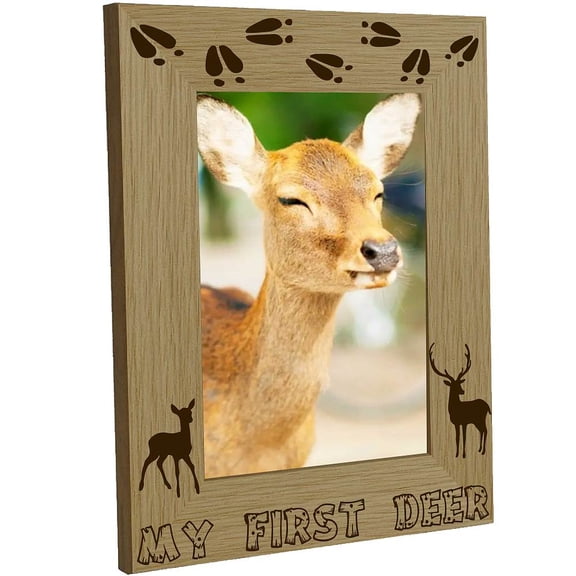 Natural Wood Photo Frames for Pictures Wall Tabletop Decor Accessories Rectangle Deer 218x168mm Inner Diameter: 142x90mm