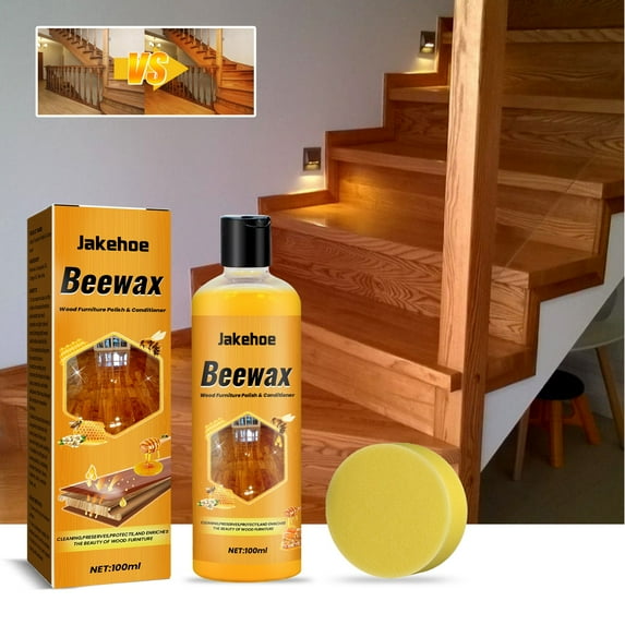 Natural Wood Polish & Conditioner - Beeswax Furniture Polish and Cleaner, Oil & Wax Blend for Furniture, Cabinets, Tables, Doors & Trim, Enhances Color & Grain, Wood Care, 100ml