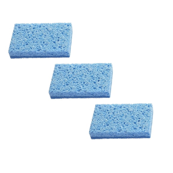 Natural Wood Pulp Cellulose Sponge Non-Scratch Absorbent Kitchen Scouring Pad Dish Scrubber Eco-Friendly 1pc 5.5in Blue*3PCS