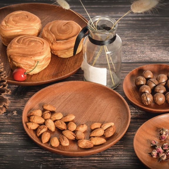 Natural Wood Serving Tray | Solid Wooden Fruit Appetizer Snack Plate | Rectangular or Square Platter for Dining Display | Elegant Kitchen Decor | 1 Piece | Multiple Sizes