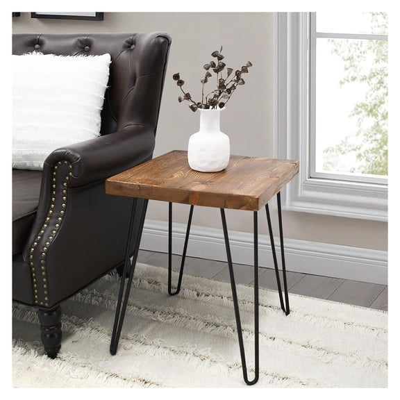Natural Wood Side Table 15"x15"x20"H Square Solid Pine End Table