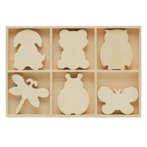 Natural Wood Sorting Trays with Wood Animal Cutouts, Pack of 2, for DIY Crafting and Practical Life Activity, by Woodpeckers