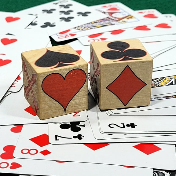 Natural Wood Suited Indicators, Set of 2 - Special blocks that indicate which suit is trump for Pinochle, Bridge, Euchre, 500 card games