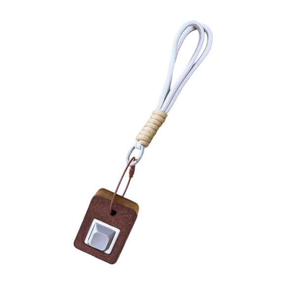 Natural Wood Texture Anxiety Relief Button Keychain With Rope Design For Daily Stress
