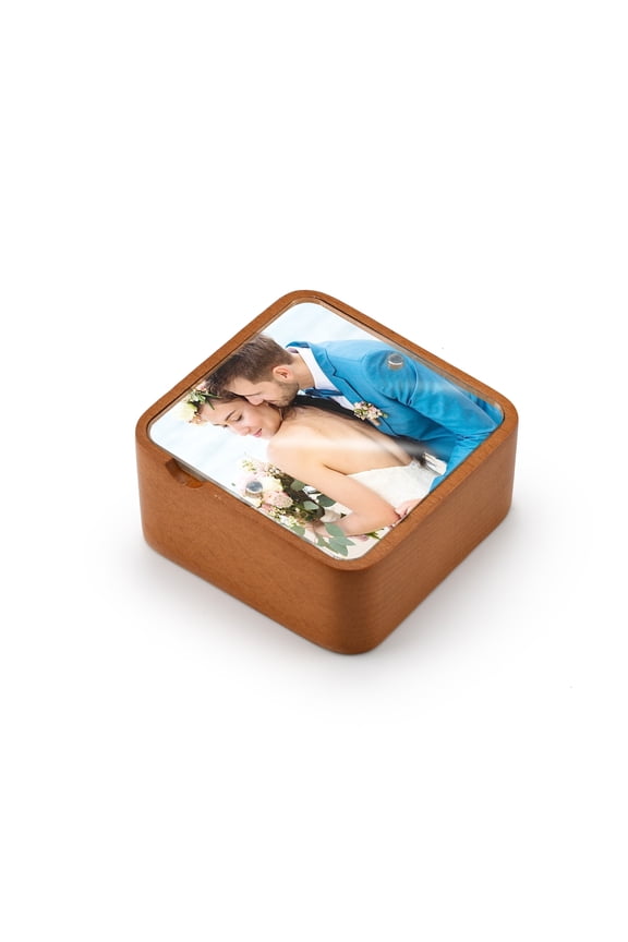 Natural Wood Tone Minimalist 18 Note Musical Photo Frame Paperweight - Many Songs to Choose - Jesus Loves Me