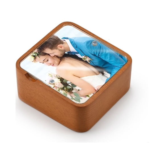 Natural Wood Tone Minimalist 18 Note Musical Photo Frame Paperweight - Many Songs to Choose - Que Sera Sera
