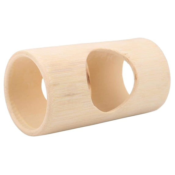 Natural Wood Tunnel Small Animal Bamboo Chew Toy 3 Holes Playground Durable Hideout for Ferret Rat Sugar Glider Rabbit